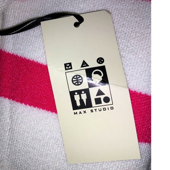 MAX STUDIO Women's Striped Collared Knit NWT Sweater Top XL Ivory Pink - Picture 4 of 6